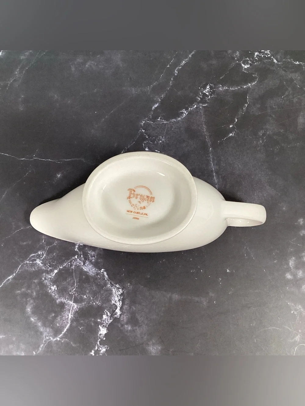 Vintage Bryan China Restaurant Ware Brown White Gravy Boat with Ladle, Sauce